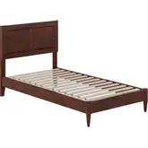 Berkshire Twin Low Profile Platform Bed with USB in Walnut Finish Wood