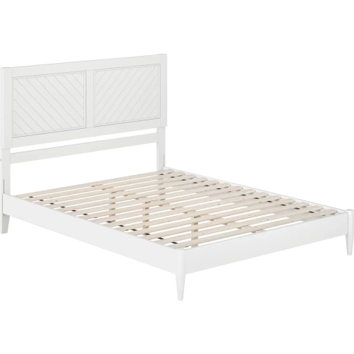 Berkshire Queen Low Profile Platform Bed with USB in White Finish Wood