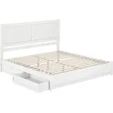 Clayton King Platform Bed with Panel Footboard, Drawers & Charging in White