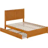 Clayton Full Platform Bed & Twin Trundle in Light Toffee Wood