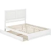 Clayton Queen Platform Bed with Panel Footboard, Twin XL Trundle & Charging in White