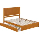 Clayton Queen Platform Bed & Twin XL Trundle in Light Toffee Wood