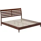 Savannah King Low Profile Platform Bed in Walnut Finish Wood