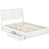 Emelie Queen Platform Bed with Panel Footboard, Drawers & Charging in White