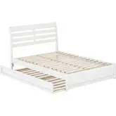 Emelie Full Platform Bed with Panel Footboard, Twin Trundle & Charging in White