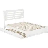 Emelie Queen Platform Bed with Panel Footboard, Twin XL Trundle & Charging in White