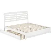 Emelie King Platform Bed with Panel Footboard, Twin XL Trundle & Charging in White