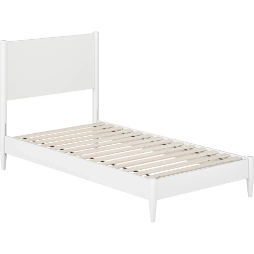Pasadena Twin Low Profile Platform Bed in White Finish Wood