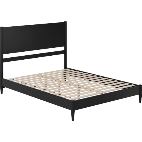 Pasadena Queen Low Profile Platform Bed in Black Finish Wood