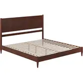 Pasadena King Low Profile Platform Bed in Walnut Finish Wood