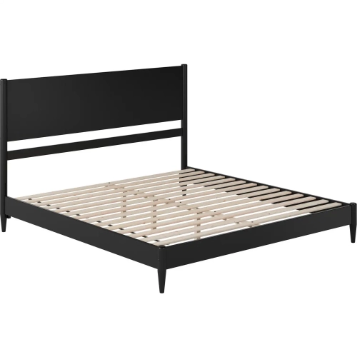 Pasadena King Low Profile Platform Bed in Black Finish Wood