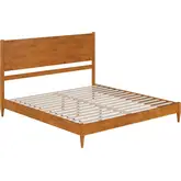 Pasadena King Low Profile Platform Bed in Light Toffee Finish Wood