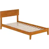 Orlando Twin XL Low Profile Platform Bed in Light Toffee Solid Wood