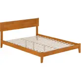 Orlando Queen Low Profile Platform Bed in Light Toffee Solid Wood