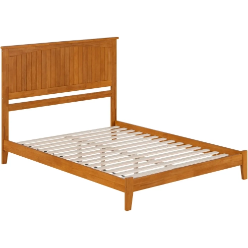 Nantucket Queen Low Profile Platform Bed in Light Toffee Solid Wood