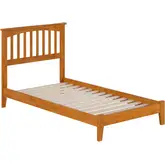 Mission Twin Low Profile Platform Bed in Toffee Wood