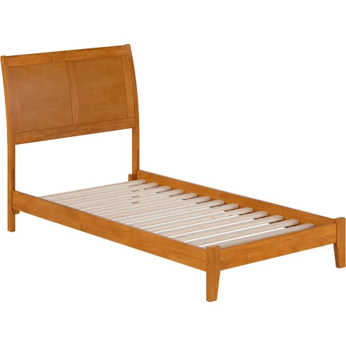 Portland Twin Low Profile Platform Bed in Light Toffee Solid Wood