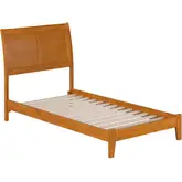 Portland Twin Low Profile Platform Bed in Light Toffee Solid Wood