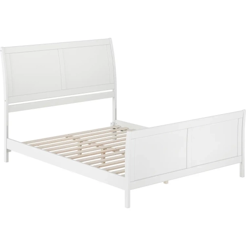 Portland Queen Low Profile Platform Bed with Footboard in White Wood