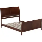 Portland Queen Low Profile Platform Bed with Footboard in Walnut Wood