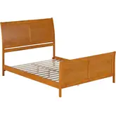 Portland Queen Low Profile Platform Bed with Footboard in Toffee Wood
