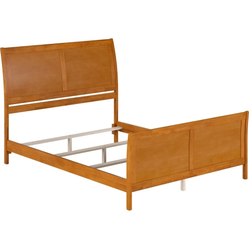 Portland Queen Foundation Bed with Footboard in Toffee Wood