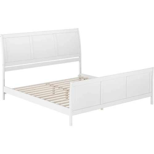 Portland King Low Profile Platform Bed with Footboard in White Wood