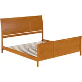 Portland King Low Profile Platform Bed with Footboard in Toffee Wood