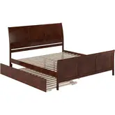 Portland King Platform Bed with Footboard & Twin XL Trundle in Walnut Wood