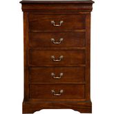 West Haven 5 Drawer Tall Boy Chest in Cappuccino Finish