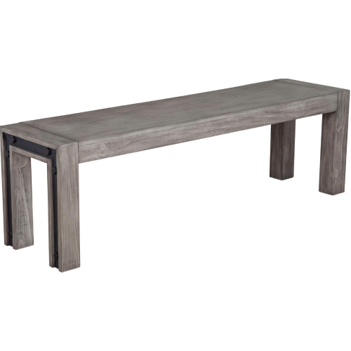 Fallon Dining Bench in Gray Pine & Black Faux Metal