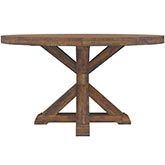 Newberry Round Dining Table in Distressed Brown Finish Wood
