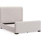 Adele Full Wingback Platform Bed in Beige Linen Textured Fabric