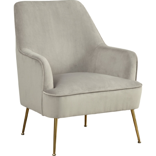 Rebecca Leisure Accent Chair in Grey Velour & Gold