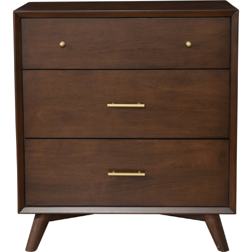 Flynn 3 Drawer Chest in Walnut Finish Wood