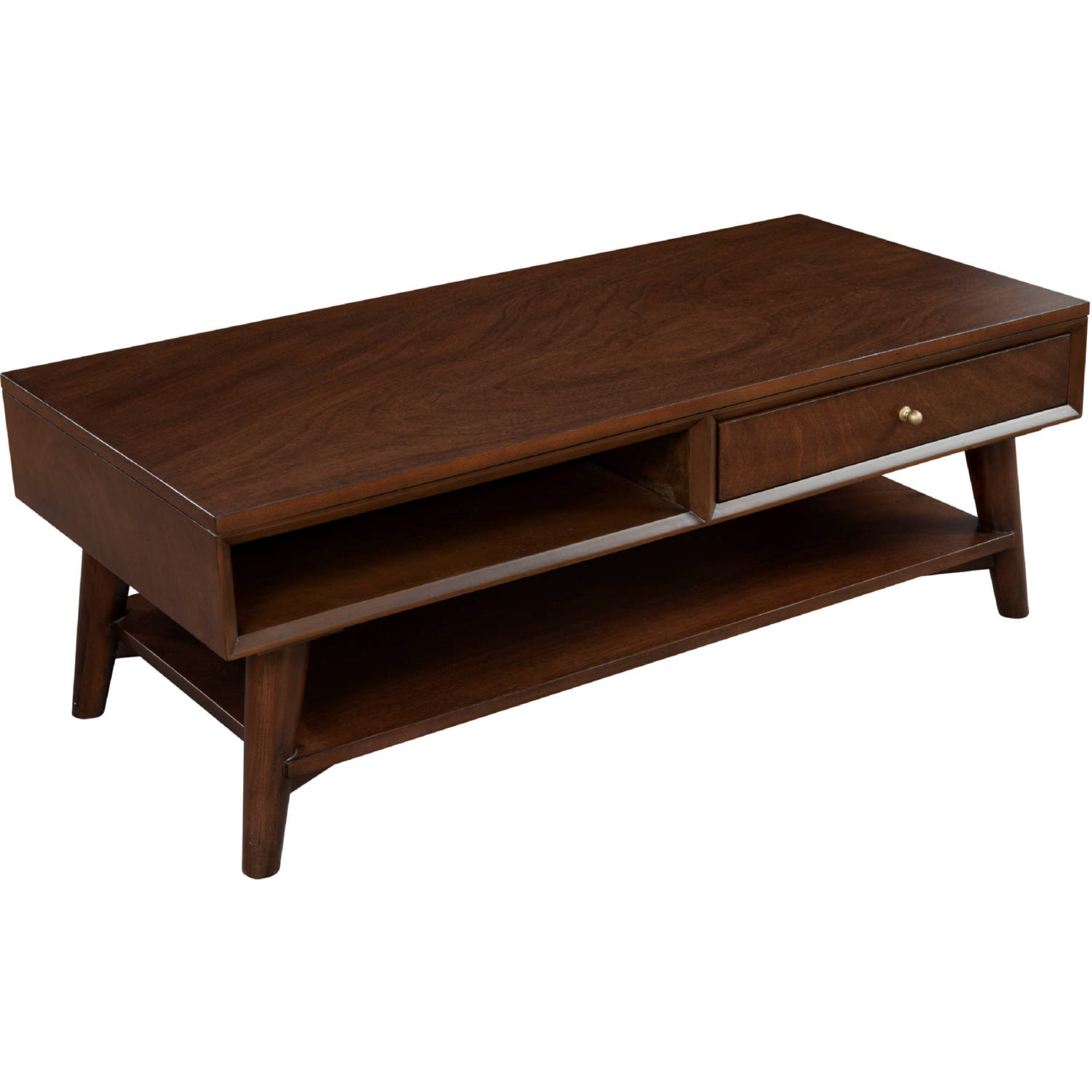 Alpine 966WAL-61 Flynn Mid Century Modern Coffee Table in Walnut Finish