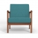 Zephyr Lounge Chair in Turquoise Blue Fabric & Wood Frame