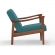 Zephyr Lounge Chair in Turquoise Blue Fabric & Wood Frame