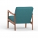 Zephyr Lounge Chair in Turquoise Blue Fabric & Wood Frame