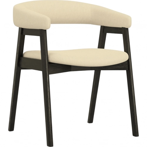 Cove Curved Back Dining Chair in Gray Fabric & Vintage Black Wood (Set of 2)