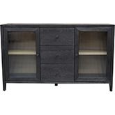 Oscar Sideboard in Black Finish Wood & Fluted Glass