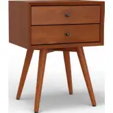 Flynn Mid Century Modern 18" Nightstand in Chestnut Finish Wood