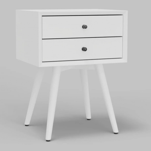 Flynn Mid Century Modern 18" Nightstand in White Finish Wood