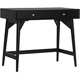 Flynn 2 Drawer Mini Desk in Black Wood