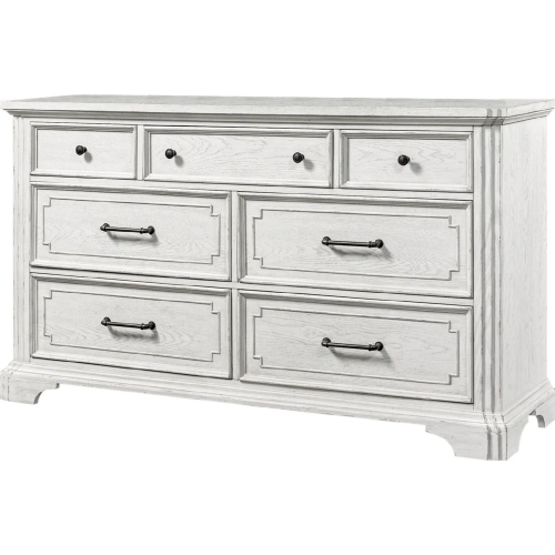 Clara Dresser & Mirror in White Mist Finish Wood