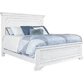 Clara Queen Panel Bed in White Mist Finish Wood