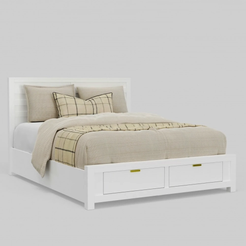 Carmel King Storage Bed in White Finish Wood