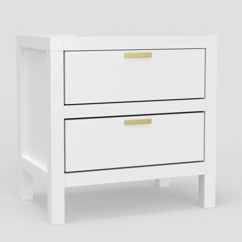 Carmel 2 Drawer Nightstand in White Finish Wood