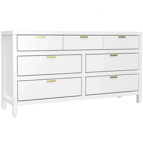 Carmel 7 Drawer Dresser & Mirror in White Finish Wood