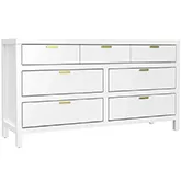 Carmel 7 Drawer Dresser & Mirror in White Finish Wood
